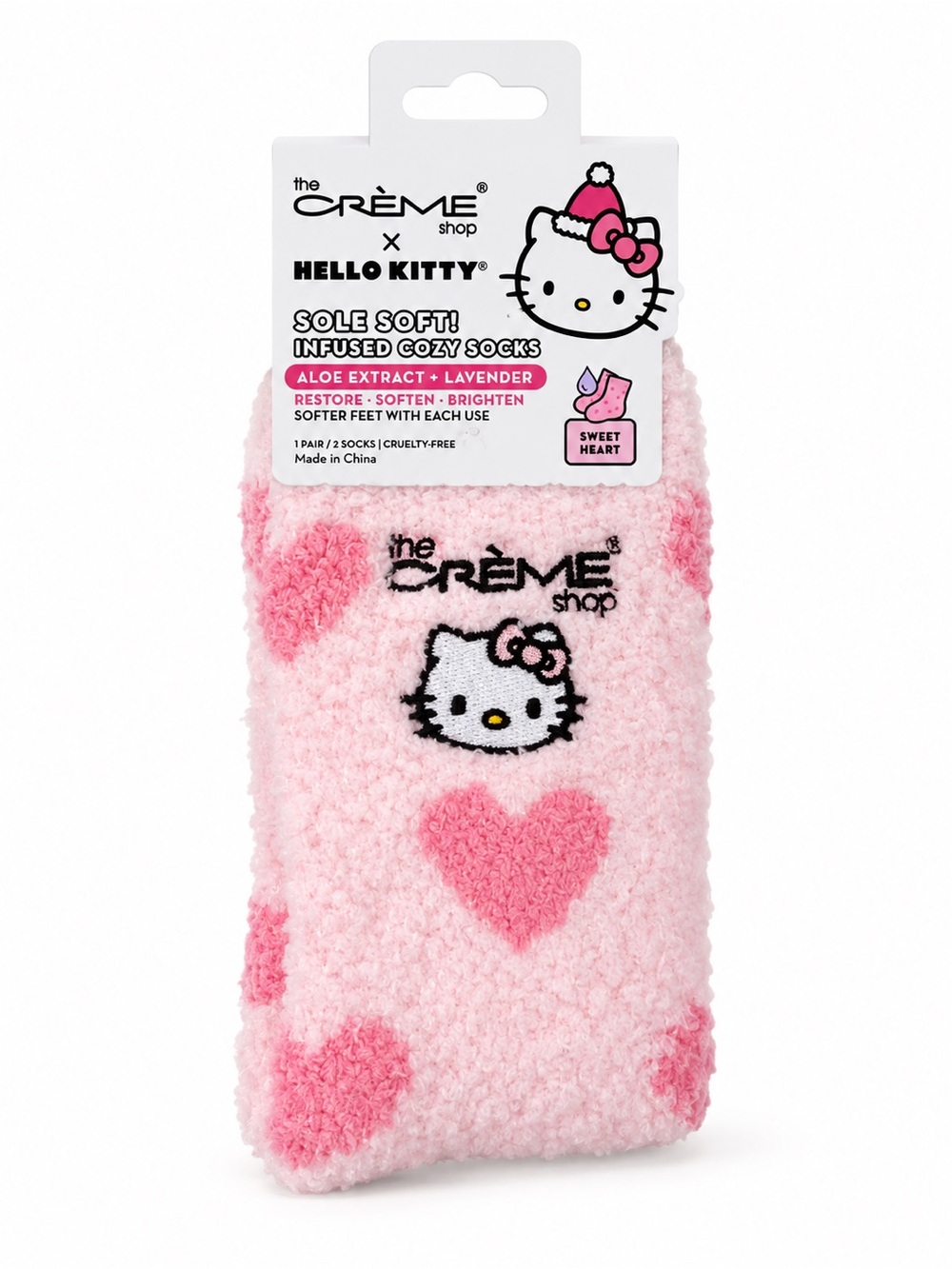 The Crème Shop x Hello Kitty Pink Cozy Heart Socks